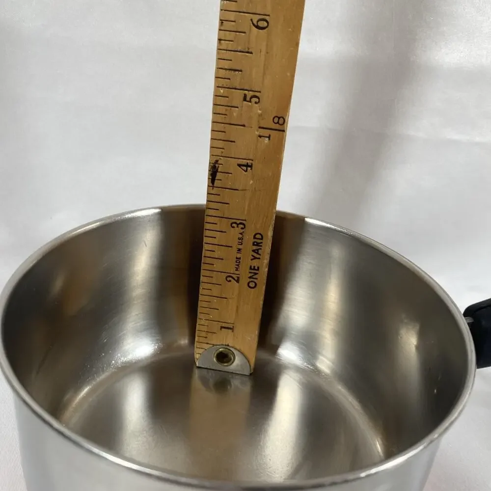 Revere Ware 1 Qt Copper Bottom Sauce Pan & Lid Stainless Steel pre1968 Riverside